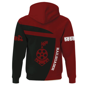 Railspirit Personalized Delaware, Lackawanna and Western Railroad Hoodie All Aboard Steam Train Movie Projector Style DL&W Zip Up Hoodie