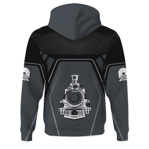 Railspirit Personalized Seaboard Air Line Railroad Hoodie Steam Locomotive Engine Graphic Train Zip Up Hoodie All Over Print
