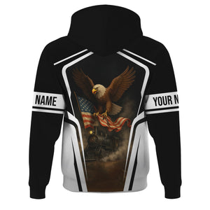 Railspirit Personalized Seaboard Air Line Railroad Hoodie American Eagle Vintage Train Zip Up Hoodie