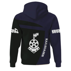Railspirit Personalized Chessie System Railroad Hoodie All Aboard Steam Train Movie Projector Style Zip Up Hoodie