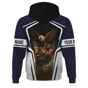 Railspirit Personalized Chessie System Railroad Hoodie American Eagle Vintage Train Zip Up Hoodie
