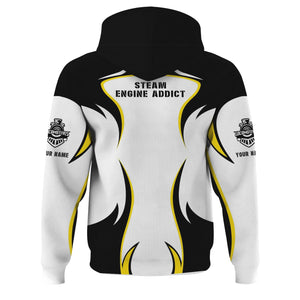 Railspirit Personalized Atlantic Coast Line Railroad Hoodie Distinctive Flame Style Zip Up Hoodie For Steam Engine Addict