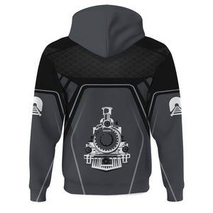 Railspirit Personalized Atlantic Coast Line Railroad Hoodie Steam Locomotive Engine Graphic Train Zip Up Hoodie All Over Print