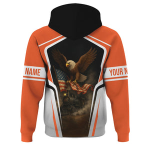 Railspirit Personalized Illinois Central Railroad Hoodie American Eagle Vintage Train Zip Up Hoodie