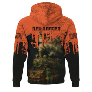 Railspirit Personalized Illinois Central Railroad Hoodie Vintage Train Art Style Zip Up Hoodie For Locomotive Fans