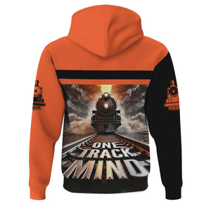Railspirit Personalized Illinois Central Railroad Hoodie One Track Mind Train Printed ZIp Up Hoodie