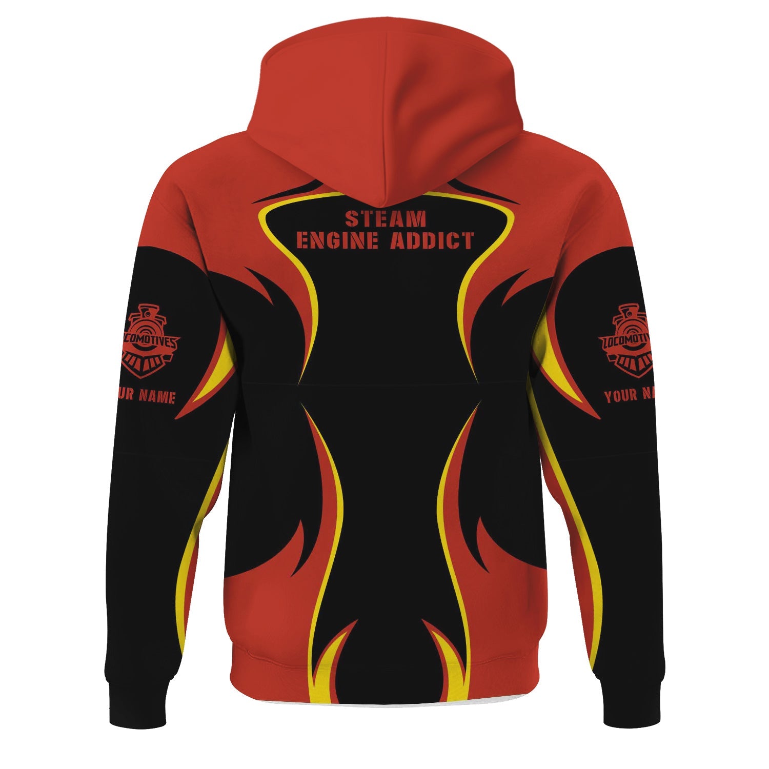 Railspirit Personalized Chicago and North Western Railway Hoodie Distinctive Flame Style Zip Up Hoodie For Steam Engine Addict