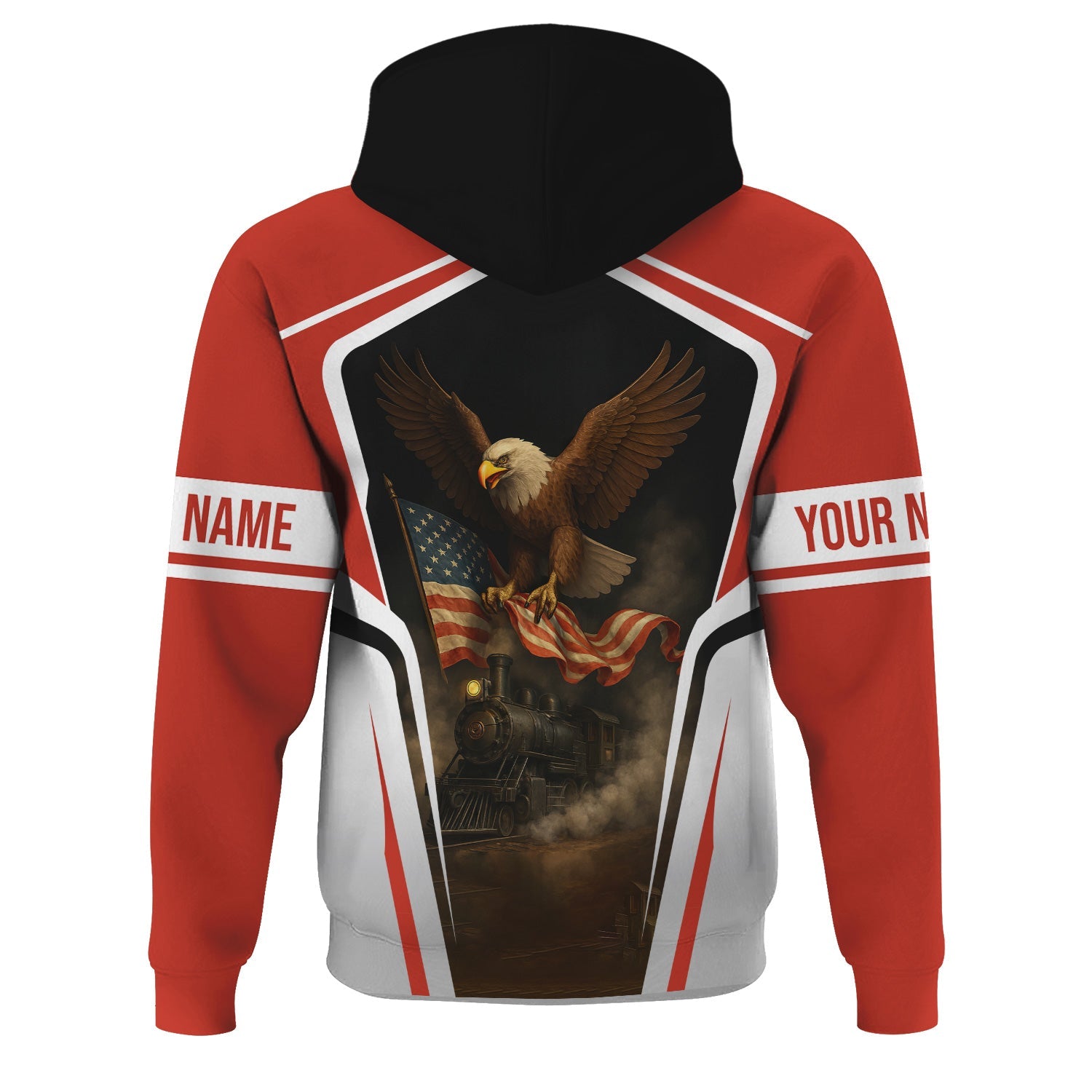 Railspirit Personalized Chicago and North Western Railway Hoodie American Eagle Vintage Train Zip Up Hoodie