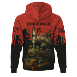 Railspirit Personalized Chicago and North Western Railway Hoodie Vintage Train Art Style Zip Up Hoodie For Locomotive Fans