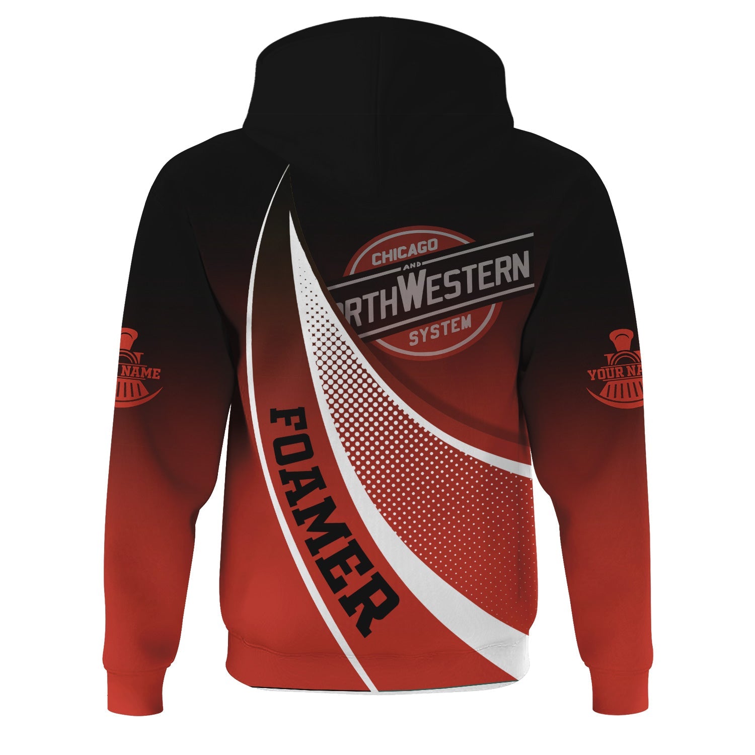 Railspirit Personalized Chicago and North Western Railway Hoodie Railway-Themed Style Zip Up Hoodie Gift Idea For Trainspotter