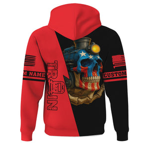 Railspirit Personalized Chicago, Milwaukee, St.Paul and Pacific Railroad Hoodie Train Skull American Flag Milwaukee Road Zip Up Hoodie All Over Print