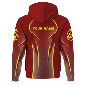 Railspirit Personalized Denver and Rio Grande Western Railroad Hoodie Striking Line Style Train Zip Up Hoodie For Locomotive Lovers