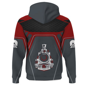Railspirit Personalized Denver and Rio Grande Western Railroad Hoodie Steam Locomotive Engine Graphic Train Zip Up Hoodie All Over Print