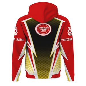 Railspirit Personalized Missouri Pacific Railroad Hoodie Lightning Graphic Style Zip Up Hoodie Gift Idea For Train Lover