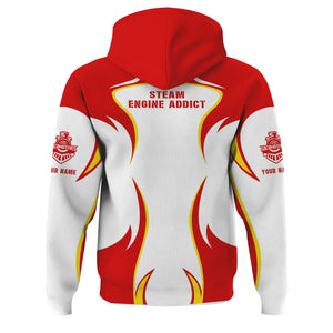 Railspirit Personalized Missouri Pacific Railroad Hoodie Distinctive Flame Style Zip Up Hoodie For Steam Engine Addict