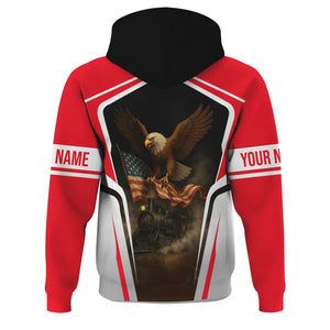 Railspirit Personalized Wabash Railroad Hoodie American Eagle Vintage Train Zip Up Hoodie