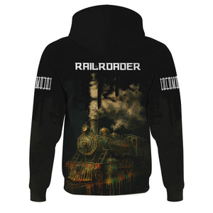 Railspirit Personalized Reading Railroad Hoodie Vintage Train Art Style Zip Up Hoodie For Locomotive Fans