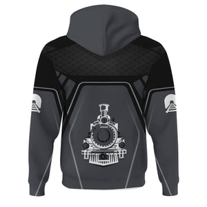 Railspirit Personalized Reading Railroad Hoodie Steam Locomotive Engine Graphic Train Zip Up Hoodie All Over Print