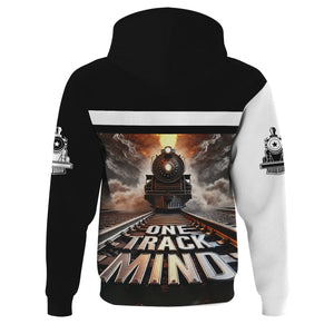 Railspirit Personalized Reading Railroad Hoodie One Track Mind Train Printed ZIp Up Hoodie