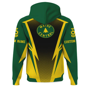Railspirit Personalized Maine Central Railroad Hoodie Lightning Graphic Style Zip Up Hoodie Gift Idea For Train Lover