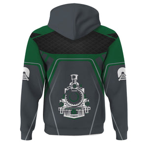Railspirit Personalized Maine Central Railroad Hoodie Steam Locomotive Engine Graphic Train Zip Up Hoodie All Over Print