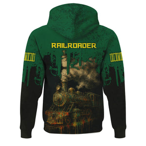 Railspirit Personalized Maine Central Railroad Hoodie Vintage Train Art Style Zip Up Hoodie For Locomotive Fans