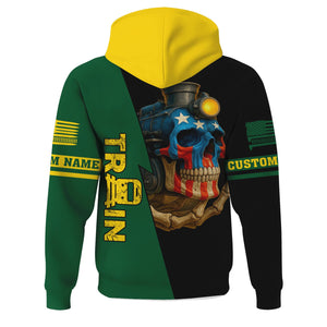 Railspirit Personalized Maine Central Railroad Hoodie Train Skull American Flag Zip Up Hoodie All Over Print