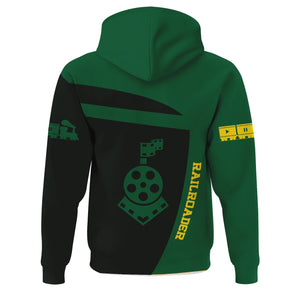 Railspirit Personalized Maine Central Railroad Hoodie All Aboard Steam Train Movie Projector Style Zip Up Hoodie