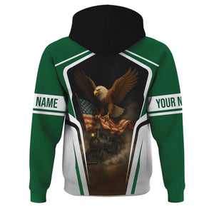 Railspirit Personalized Maine Central Railroad Hoodie American Eagle Vintage Train Zip Up Hoodie