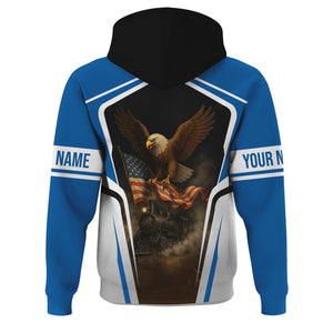 Railspirit Personalized Union Pacific Railroad Hoodie American Eagle Vintage Train Big Boy Zip Up Hoodie