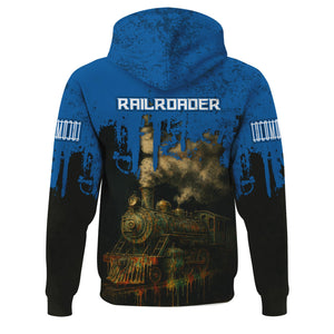 Railspirit Personalized Union Pacific Railroad Hoodie Vintage Train Art Style Big Boy Zip Up Hoodie For Locomotive Fans