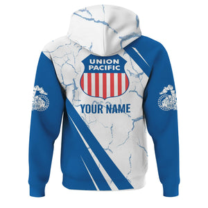 Railspirit Personalized Union Pacific Railroad Hoodie Crackle Texture Style Big Boy Train Zip Up Hoodie For Trackhead