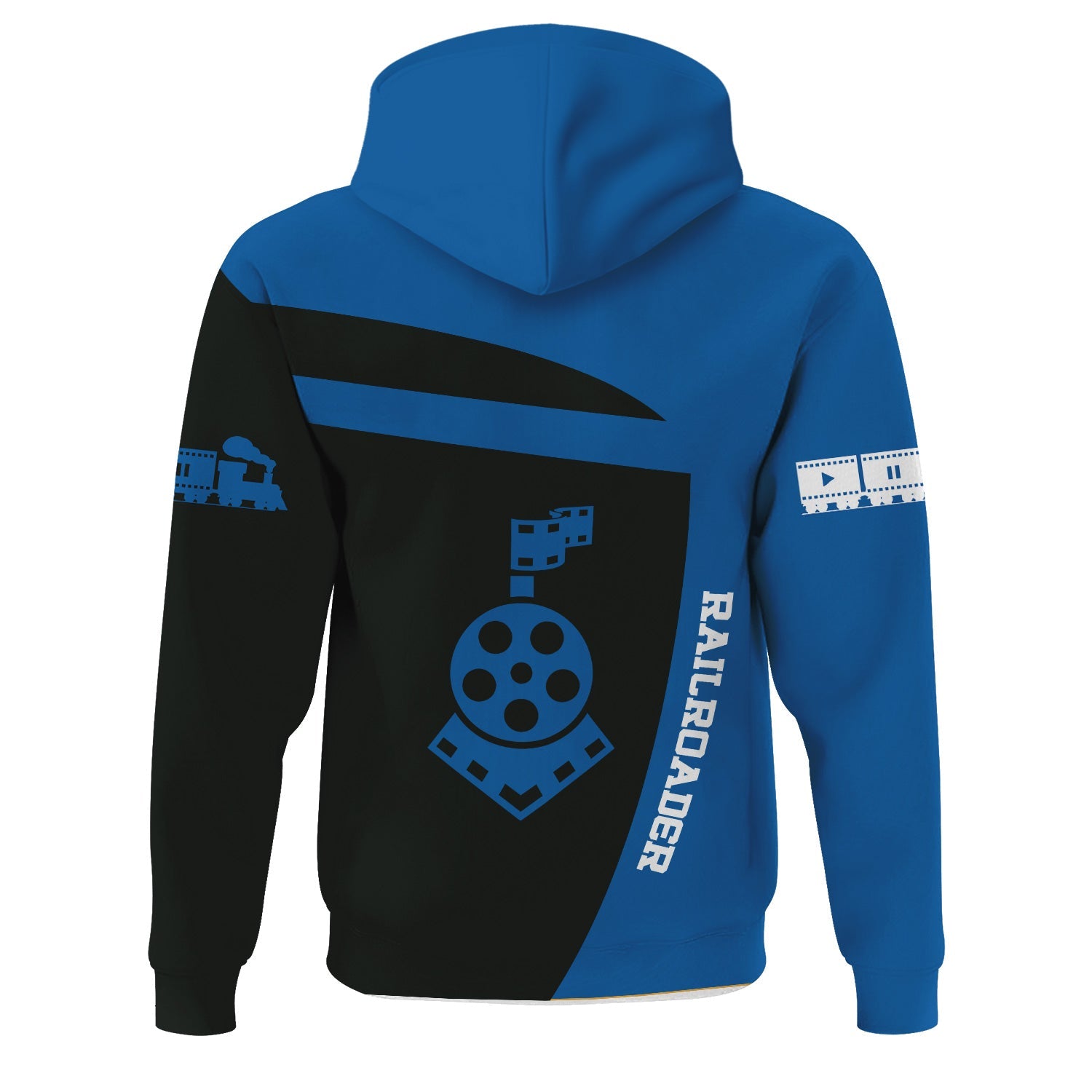 Railspirit Personalized Union Pacific Railroad Hoodie All Aboard Steam Train Movie Projector Style Big Boy Zip Up Hoodie