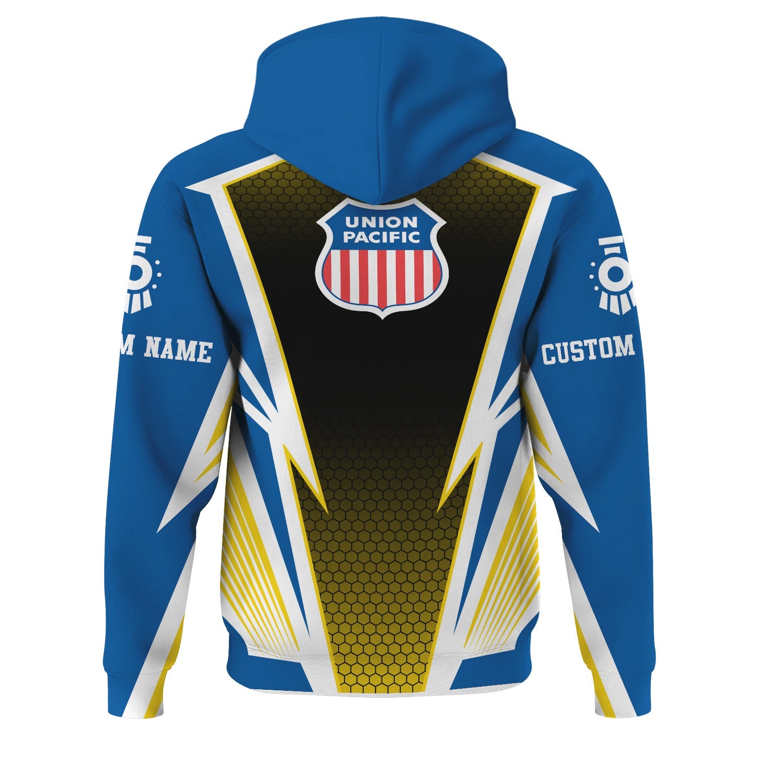 Railspirit Personalized Union Pacific Railroad Hoodie Lightning Graphic Style Big Boy Zip Up Hoodie Gift Idea For Train Lover