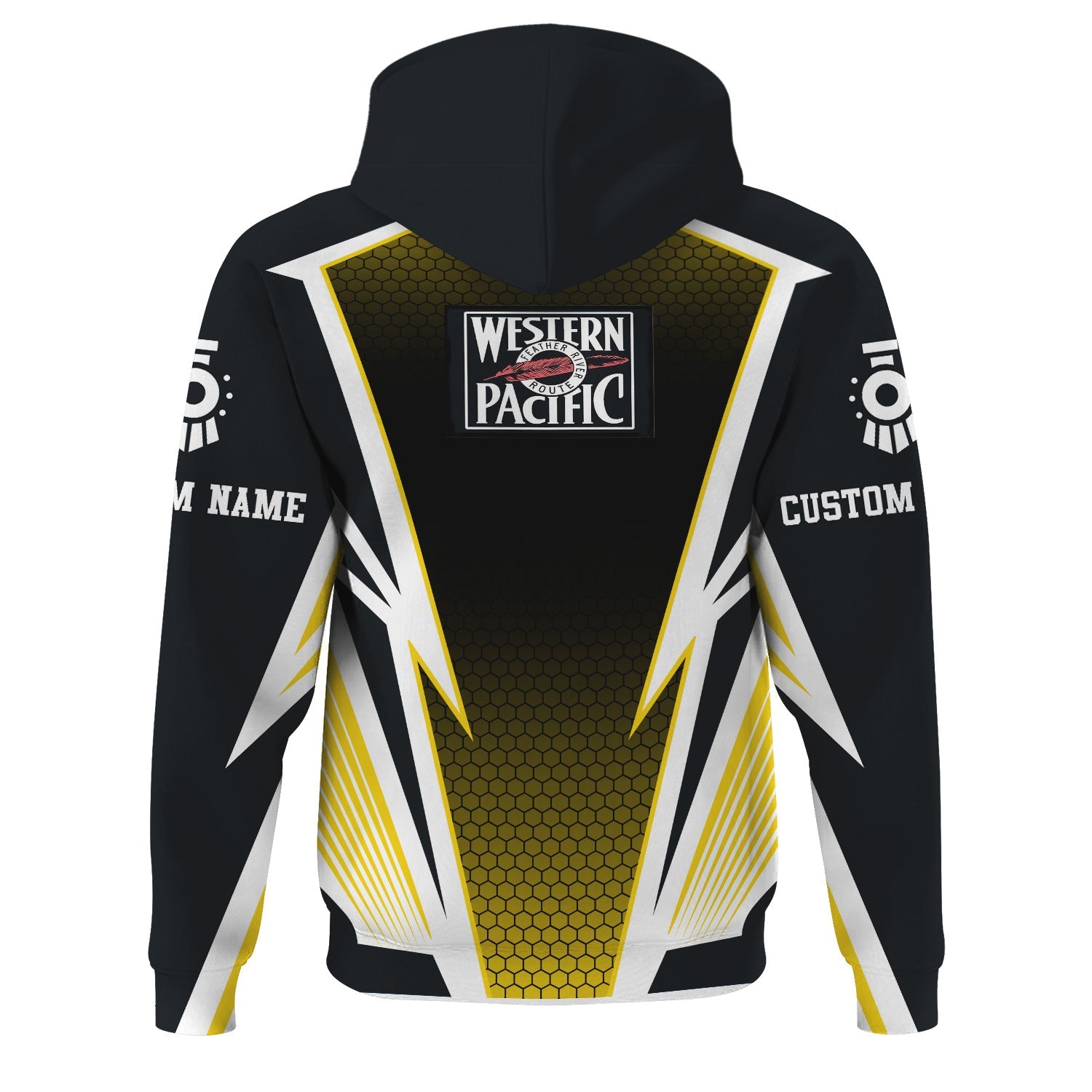 Railspirit Personalized Western Pacific Railroad Hoodie Lightning Graphic Style Zip Up Hoodie Gift Idea For Train Lover