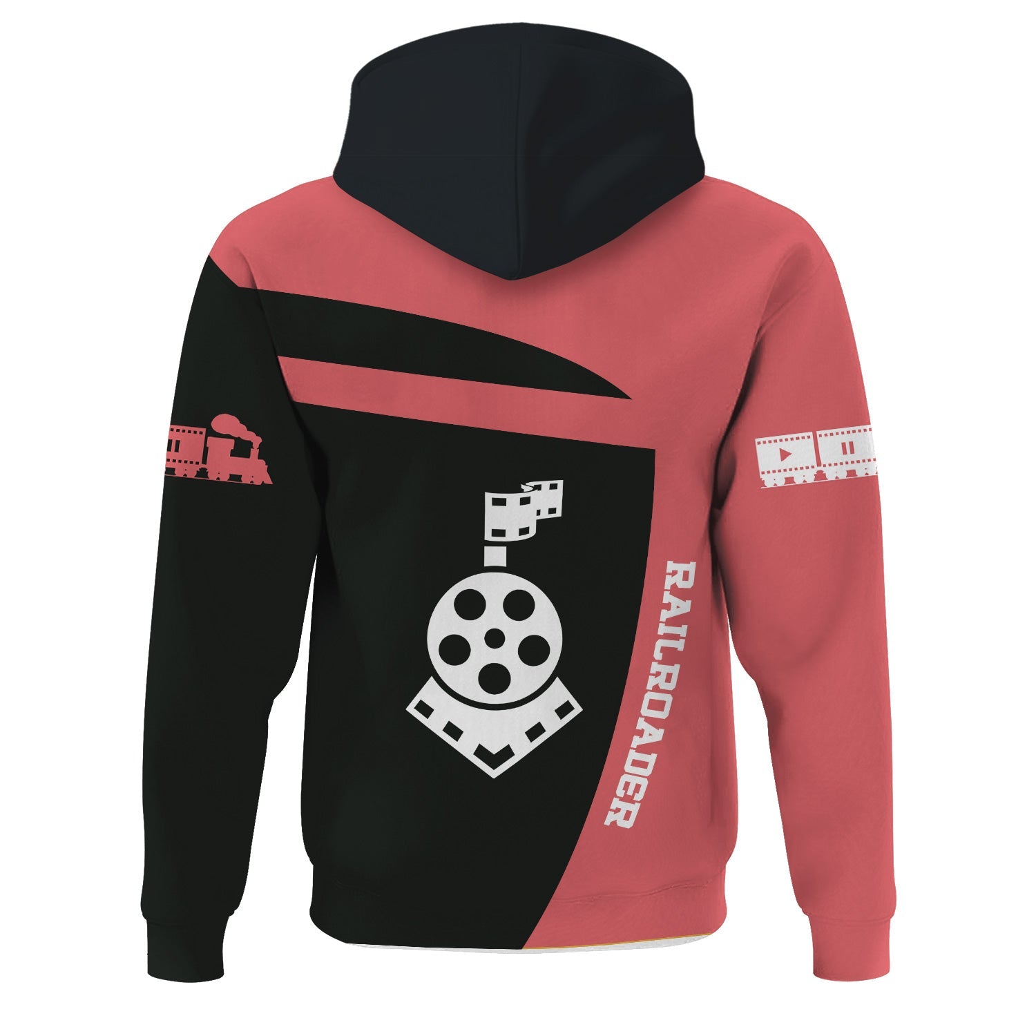 Railspirit Personalized Western Pacific Railroad Hoodie All Aboard Steam Train Movie Projector Style Zip Up Hoodie