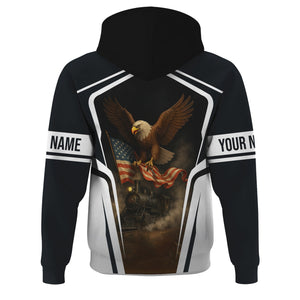 Railspirit Personalized Western Pacific Railroad Hoodie American Eagle Vintage Train Zip Up Hoodie