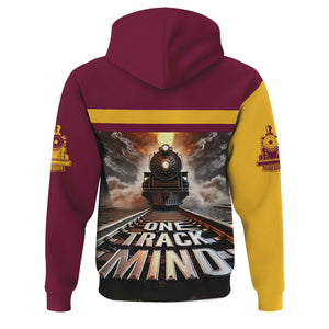 Railspirit Personalized Boston and Maine Railroad Hoodie One Track Mind Train Printed ZIp Up Hoodie