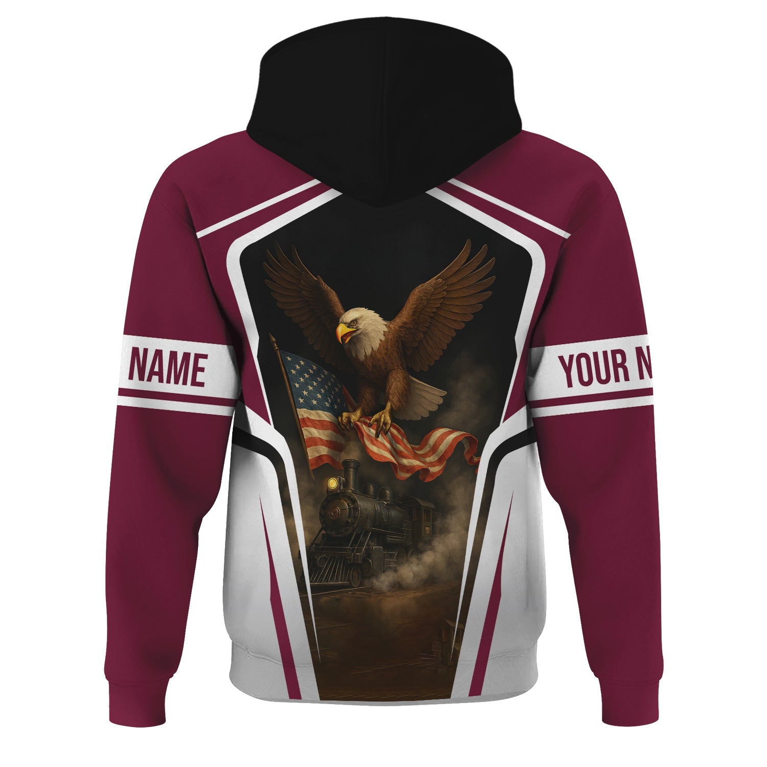 Railspirit Personalized Boston and Maine Railroad Hoodie American Eagle Vintage Train Zip Up Hoodie