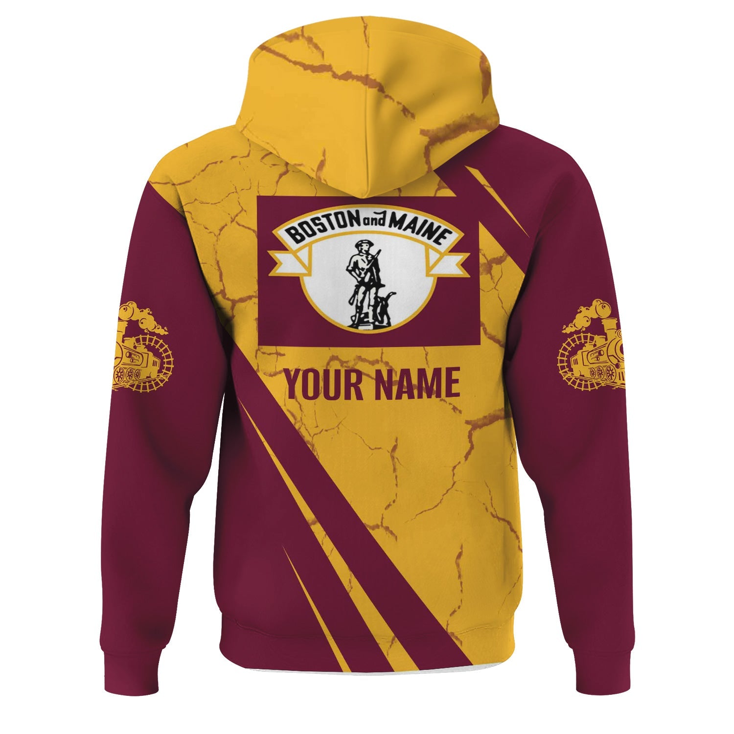 Railspirit Personalized Boston and Maine Railroad Hoodie Crackle Texture Style Train Zip Up Hoodie For Trackhead