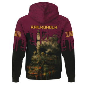 Railspirit Personalized Boston and Maine Railroad Hoodie Vintage Train Art Style Zip Up Hoodie For Locomotive Fans
