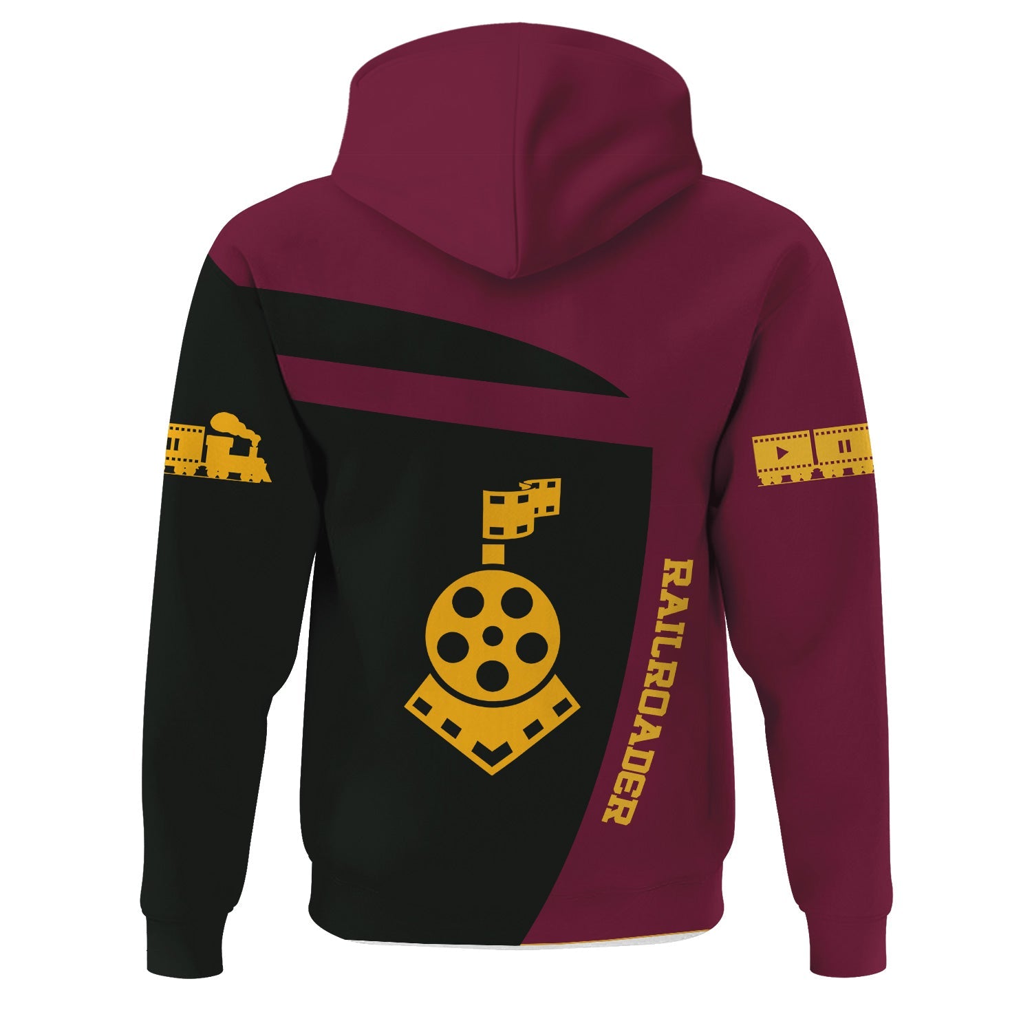 Railspirit Personalized Boston and Maine Railroad Hoodie All Aboard Steam Train Movie Projector Style Zip Up Hoodie