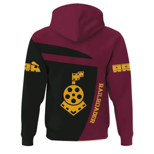 Railspirit Personalized Boston and Maine Railroad Hoodie All Aboard Steam Train Movie Projector Style Zip Up Hoodie