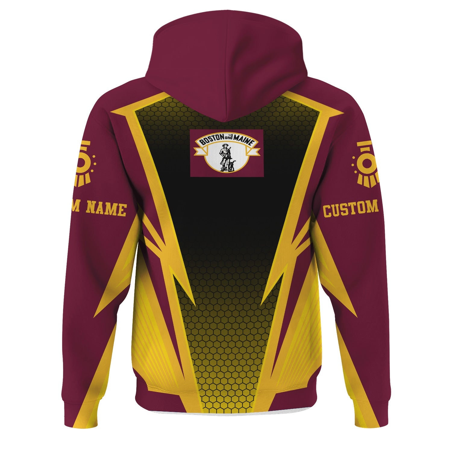 Railspirit Personalized Boston and Maine Railroad Hoodie Lightning Graphic Style Zip Up Hoodie Gift Idea For Train Lover