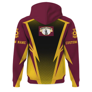 Railspirit Personalized Boston and Maine Railroad Hoodie Lightning Graphic Style Zip Up Hoodie Gift Idea For Train Lover