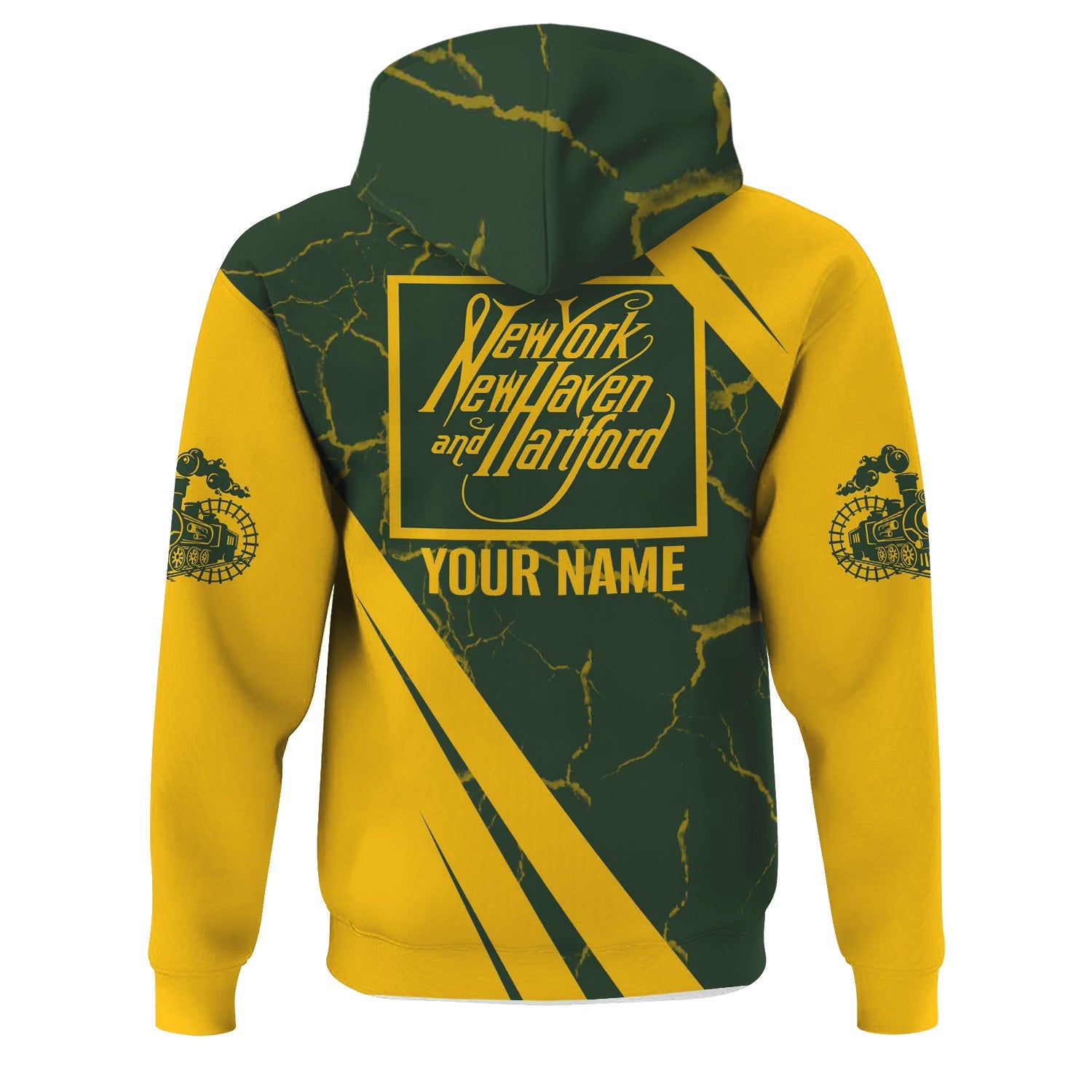 Railspirit Personalized New York, New Haven and Hartford Railroad Hoodie Crackle Texture Style New Haven Railroad Train Zip Up Hoodie For Trackhead