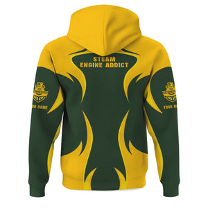 Railspirit Personalized New York, New Haven and Hartford Railroad Hoodie Distinctive Flame Style Zip Up Hoodie For Steam Engine Addict