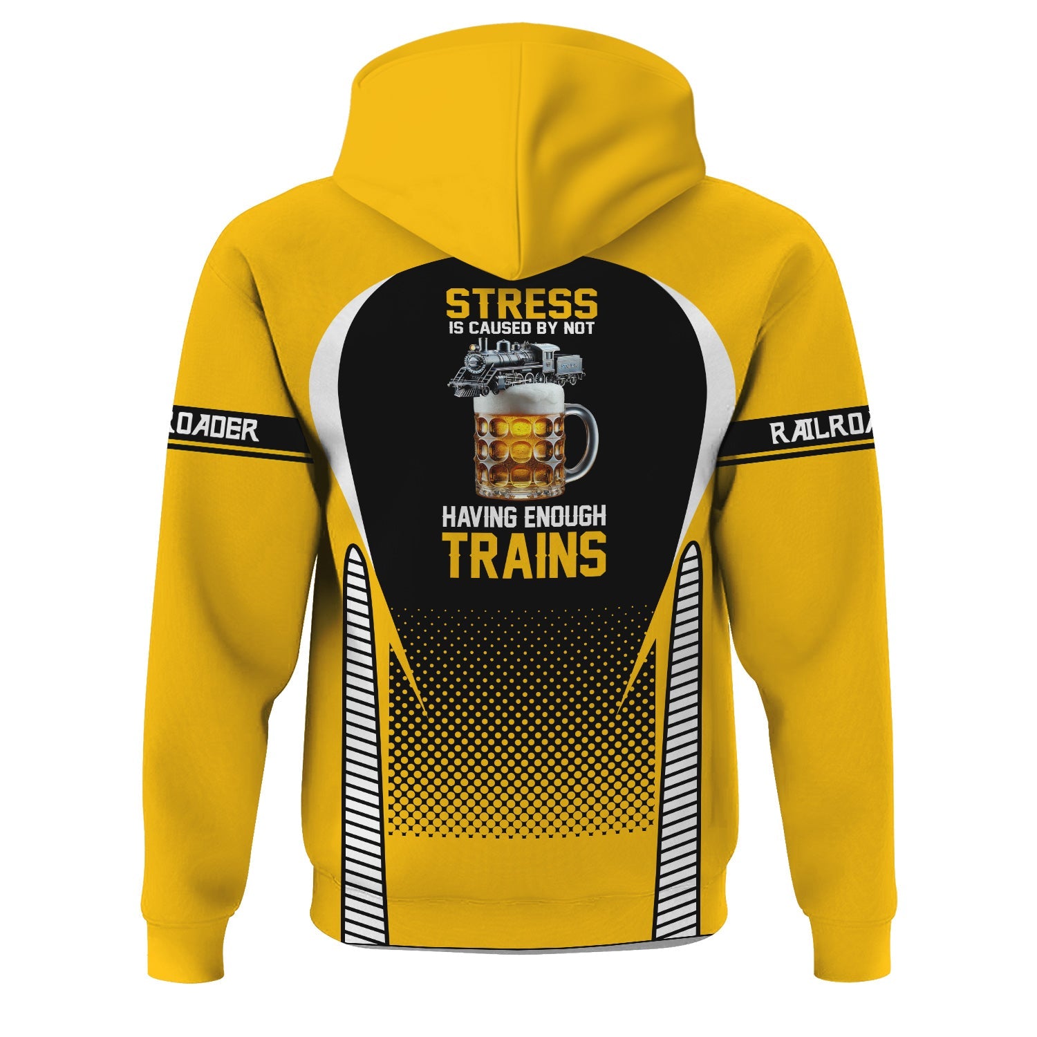 Railspirit Personalized New York, New Haven and Hartford Railroad Hoodie Stress Is Caused By Not Having Enough Trains New Haven Railroad  Zip Up Hoodie