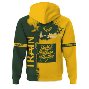 Railspirit Personalized New York, New Haven and Hartford Railroad Hoodie Engine Heartbeat and Track Love Style New Haven Railroad Zip Up Hoodie