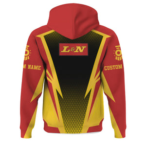 Railspirit Personalized Louisville and Nashville Railroad Hoodie Lightning Graphic Style L&N Zip Up Hoodie Gift Idea For Train Lover